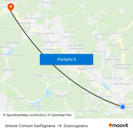 Unione Comuni Garfagnana to Giuncugnano map