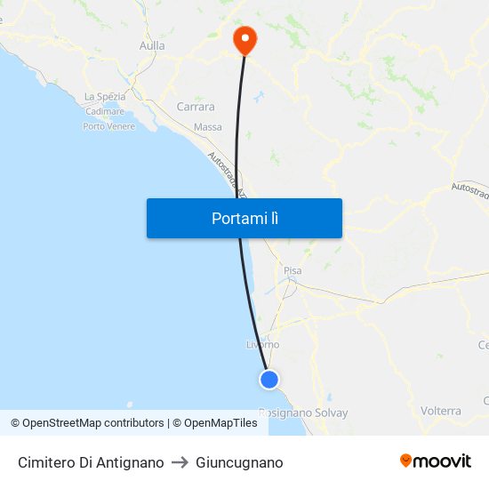 Cimitero Di Antignano to Giuncugnano map