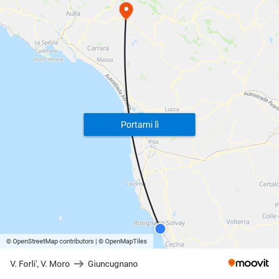 V. Forli',  V. Moro to Giuncugnano map
