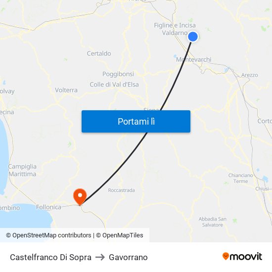 Castelfranco Di Sopra to Gavorrano map