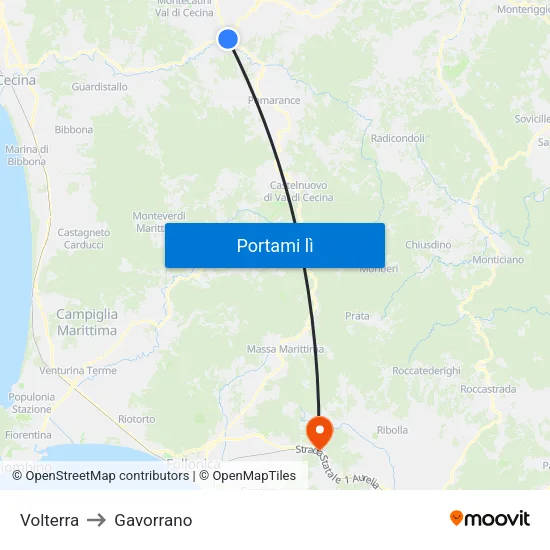 Volterra to Gavorrano map