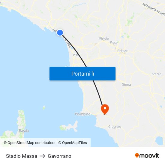 Stadio Massa to Gavorrano map