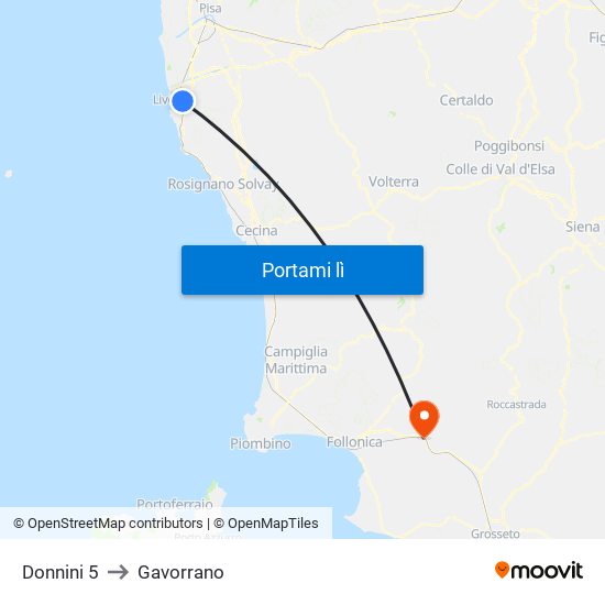 Donnini 5 to Gavorrano map