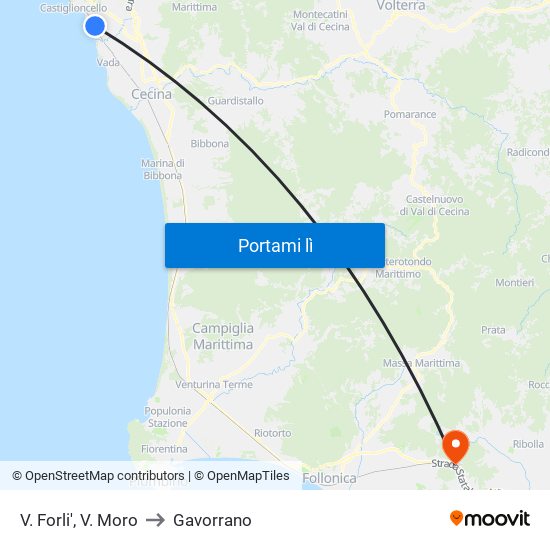 V. Forli',  V. Moro to Gavorrano map