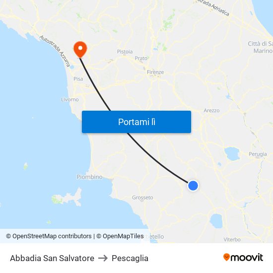 Abbadia San Salvatore to Pescaglia map