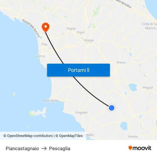 Piancastagnaio to Pescaglia map