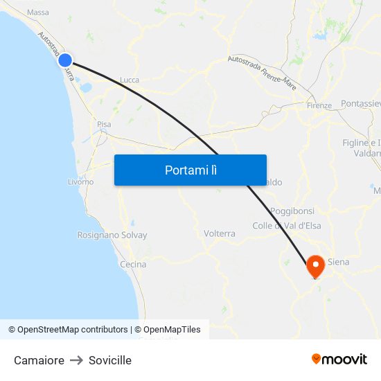 Camaiore to Sovicille map