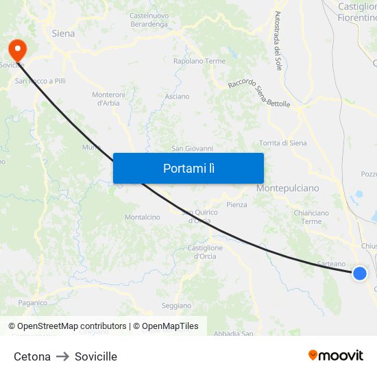 Cetona to Sovicille map