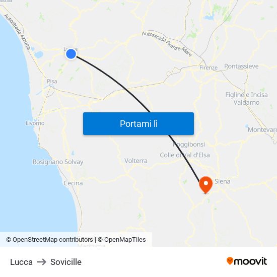 Lucca to Sovicille map