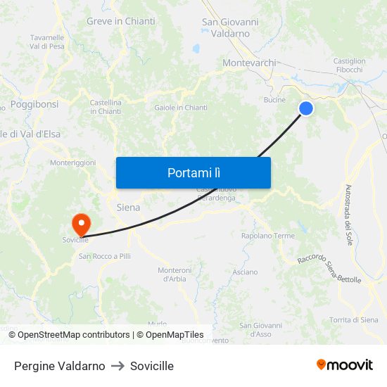 Pergine Valdarno to Sovicille map