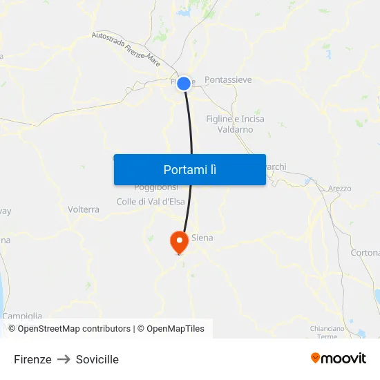 Firenze to Sovicille map