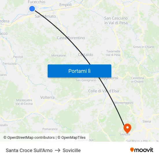Santa Croce Sull'Arno to Sovicille map