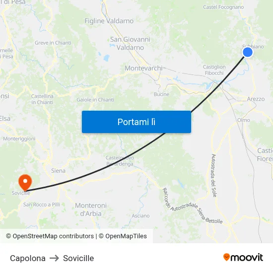 Capolona to Sovicille map