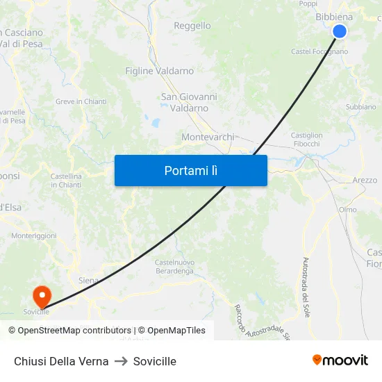 Chiusi Della Verna to Sovicille map