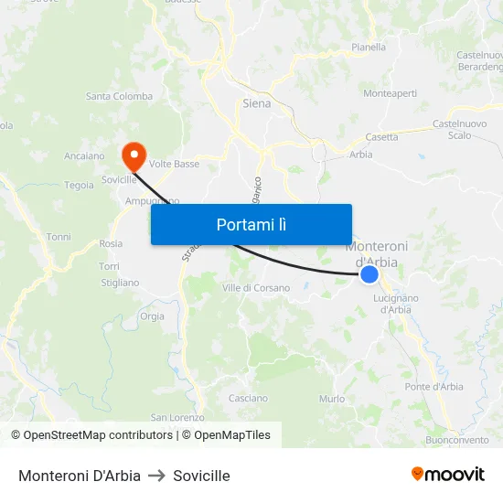 Monteroni D'Arbia to Sovicille map
