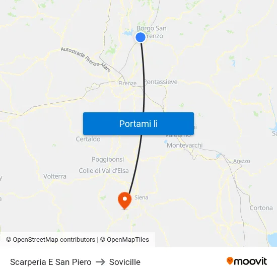 Scarperia E San Piero to Sovicille map