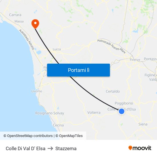 Colle Di Val D' Elsa to Stazzema map