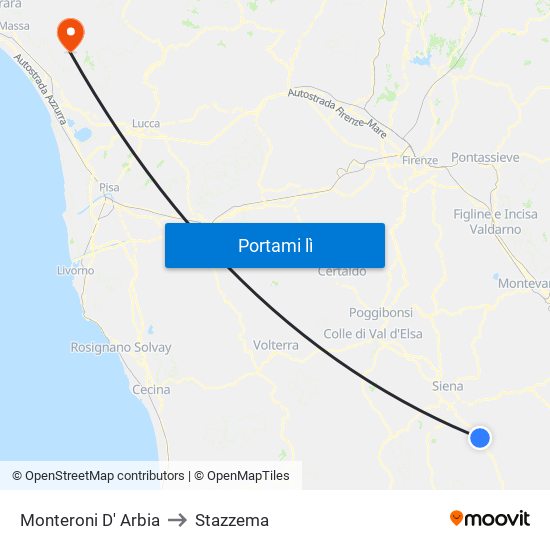 Monteroni D' Arbia to Stazzema map
