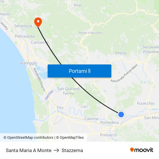Santa Maria A Monte to Stazzema map