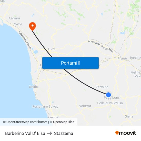 Barberino Val D' Elsa to Stazzema map
