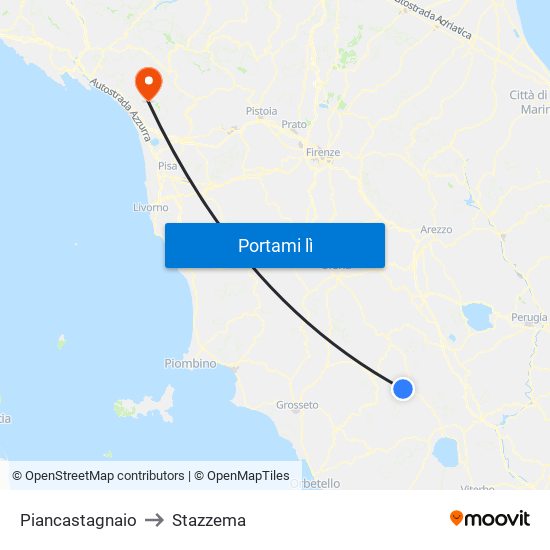 Piancastagnaio to Stazzema map