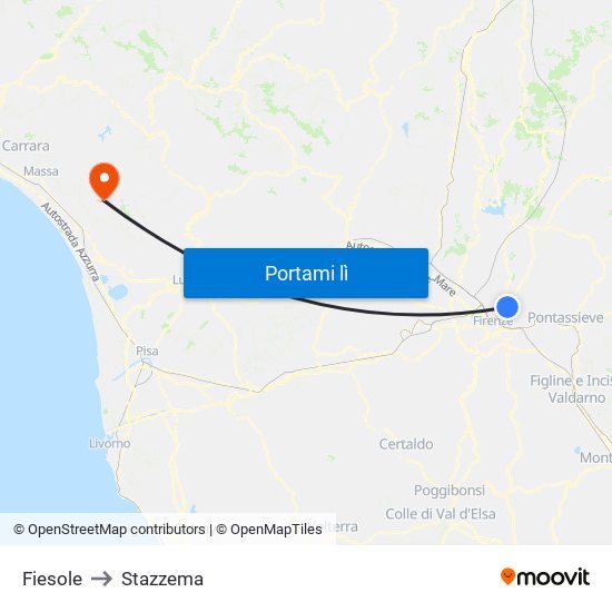 Fiesole to Stazzema map