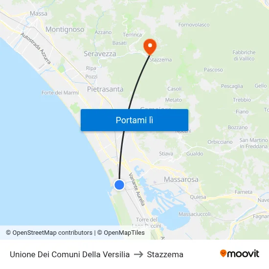 Unione Dei Comuni Della Versilia to Stazzema map