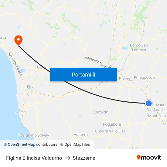 Figline E Incisa Valdarno to Stazzema map