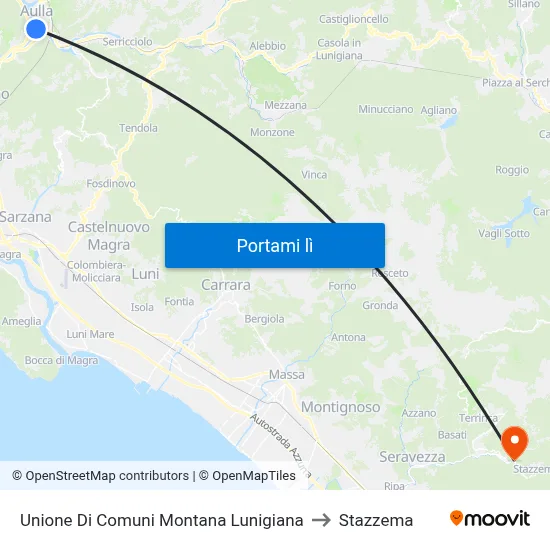 Unione Di Comuni Montana Lunigiana to Stazzema map