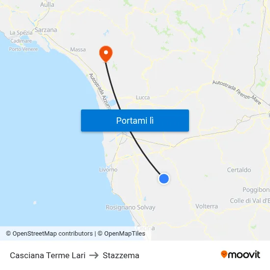 Casciana Terme Lari to Stazzema map