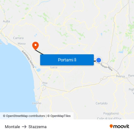 Montale to Stazzema map