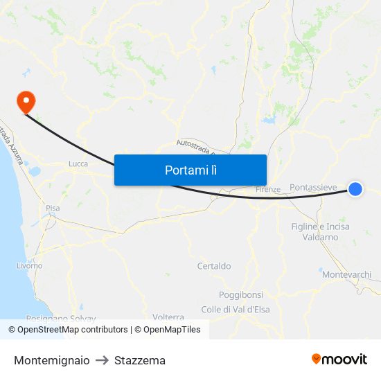 Montemignaio to Stazzema map