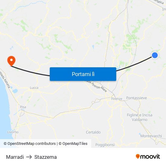 Marradi to Stazzema map