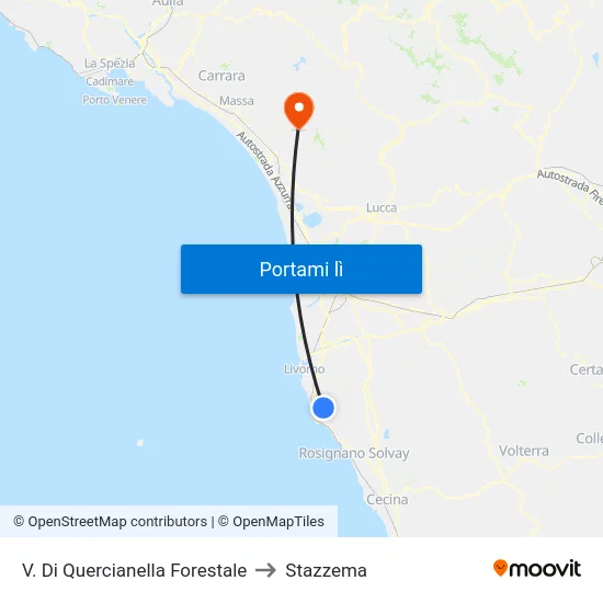 V. Di Quercianella Forestale to Stazzema map