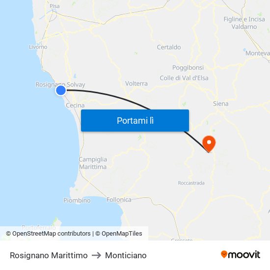 Rosignano Marittimo to Monticiano map