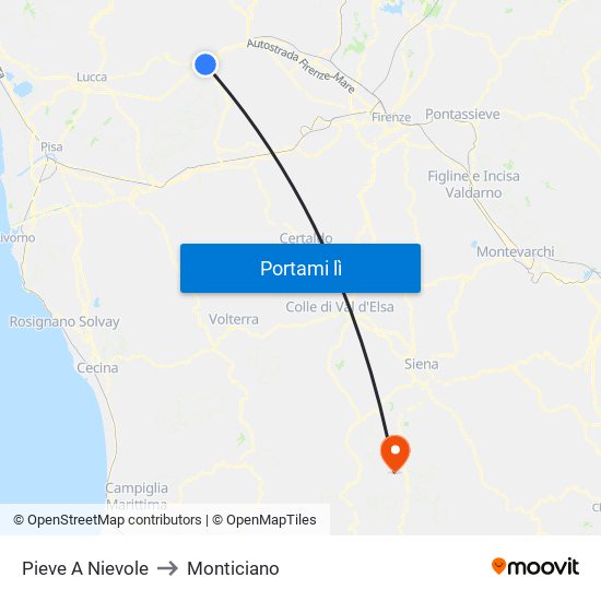 Pieve A Nievole to Monticiano map