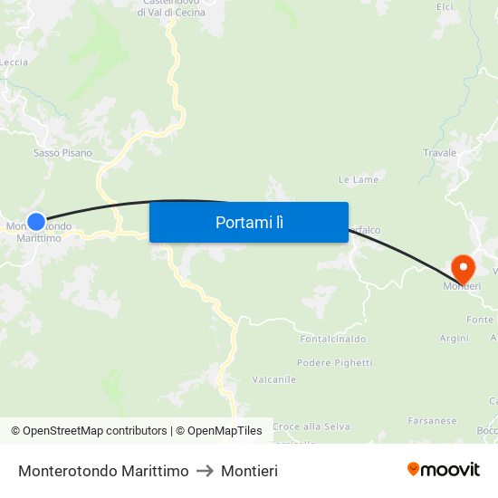 Monterotondo Marittimo to Montieri map
