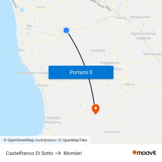 Castelfranco Di Sotto to Montieri map