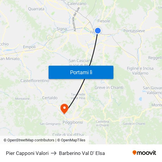 Pier Capponi Valori to Barberino Val D' Elsa map