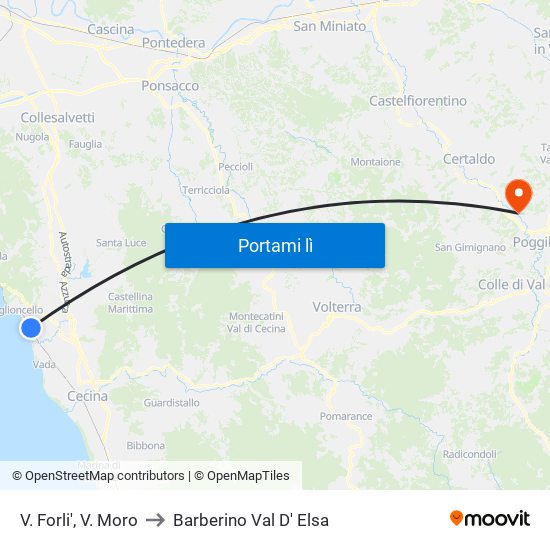V. Forli',  V. Moro to Barberino Val D' Elsa map