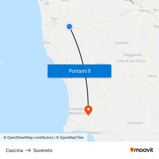 Cascina to Suvereto map