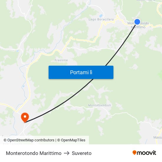 Monterotondo Marittimo to Suvereto map