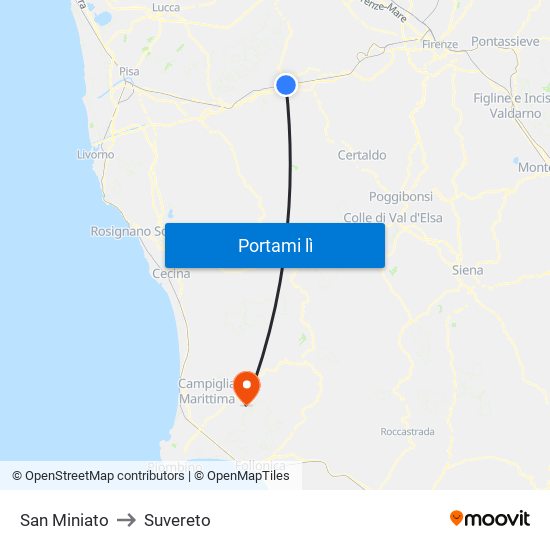 San Miniato to Suvereto map
