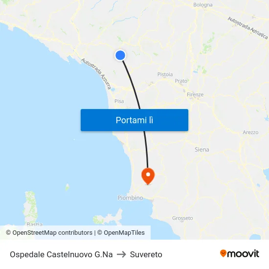 Ospedale Castelnuovo G.Na to Suvereto map