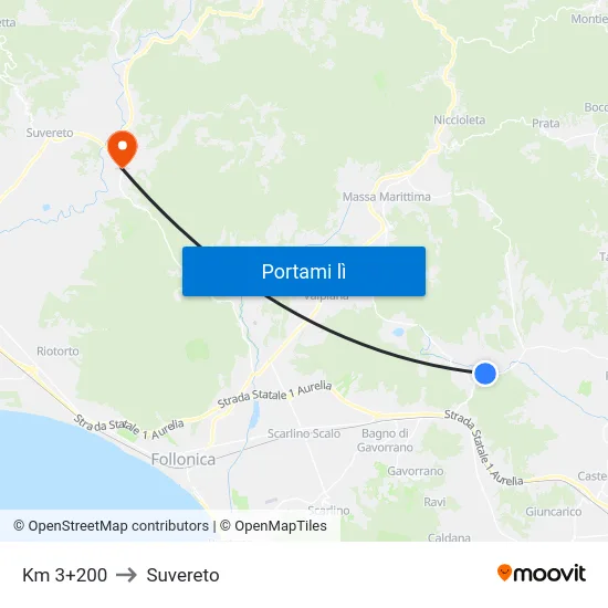 Km 3+200 to Suvereto map