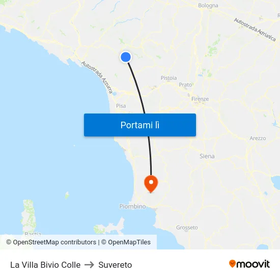 La Villa Bivio Colle to Suvereto map