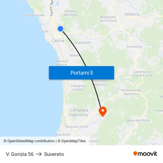 V. Gorizia 56 to Suvereto map