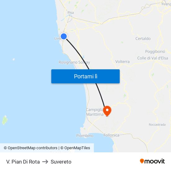 V. Pian Di Rota to Suvereto map