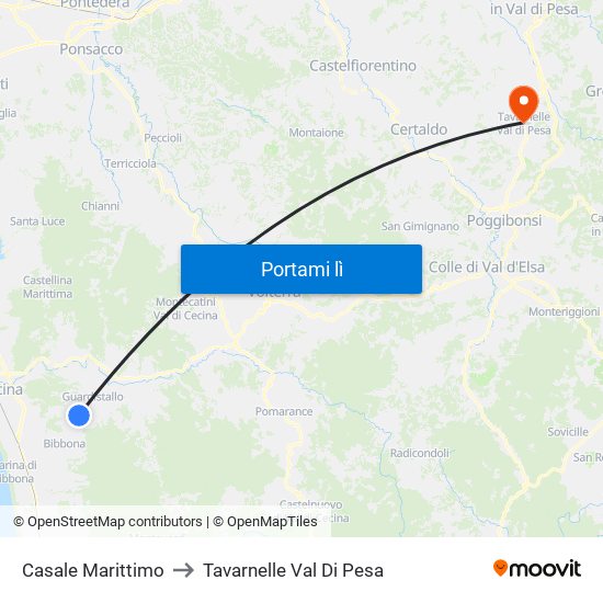 Casale Marittimo to Tavarnelle Val Di Pesa map