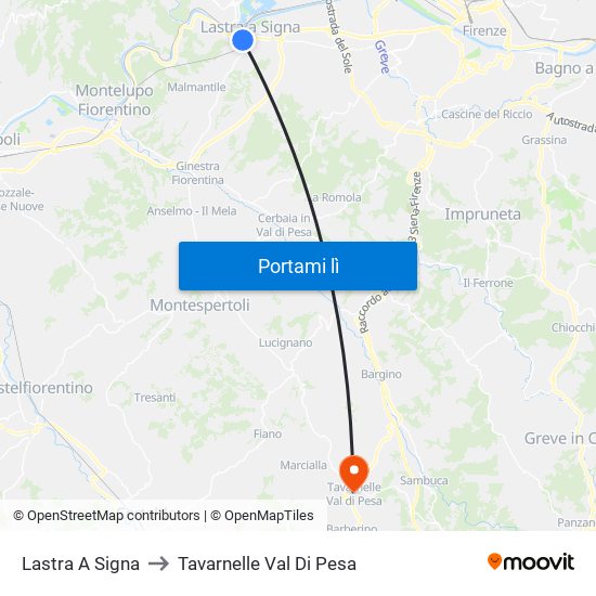 Lastra A Signa to Tavarnelle Val Di Pesa map